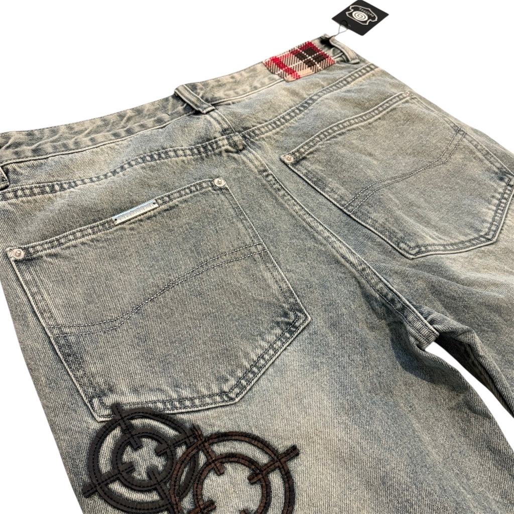 Bootcut patch denim