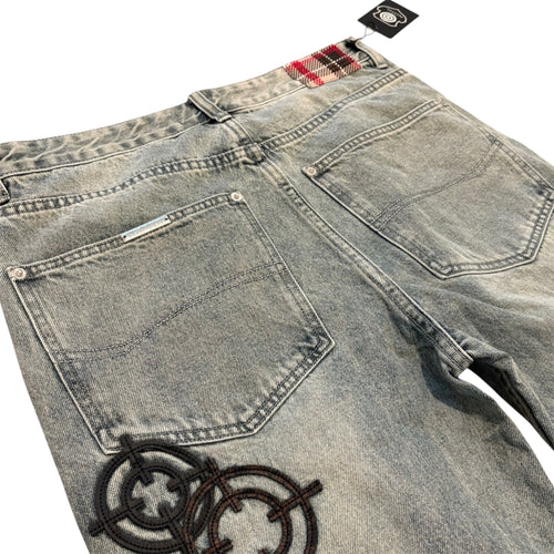 Bootcut patch denim