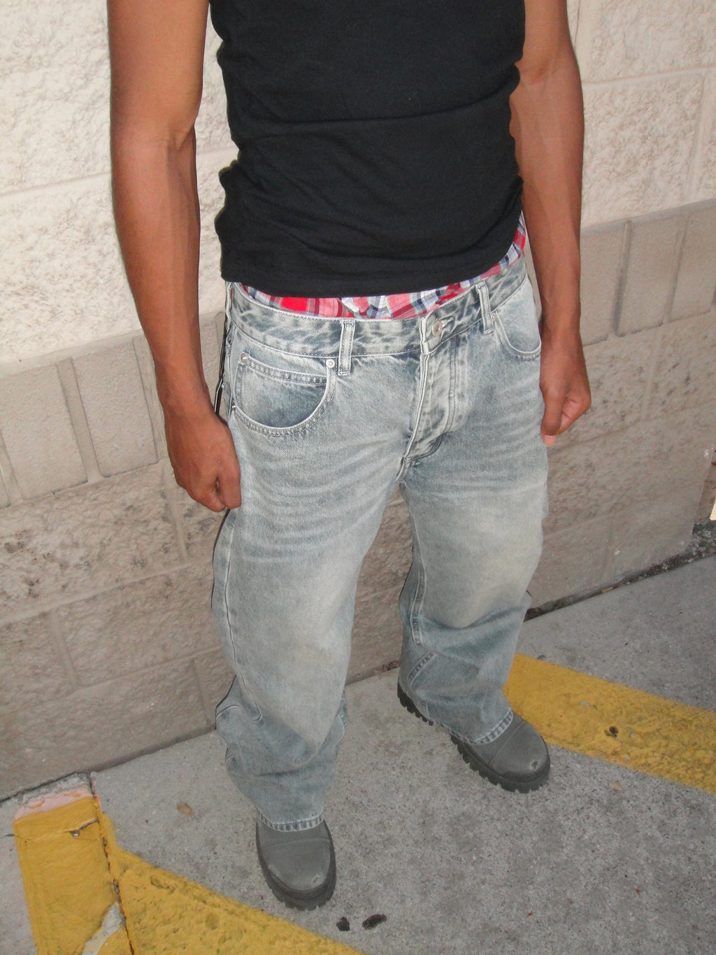 Bootcut patch denim