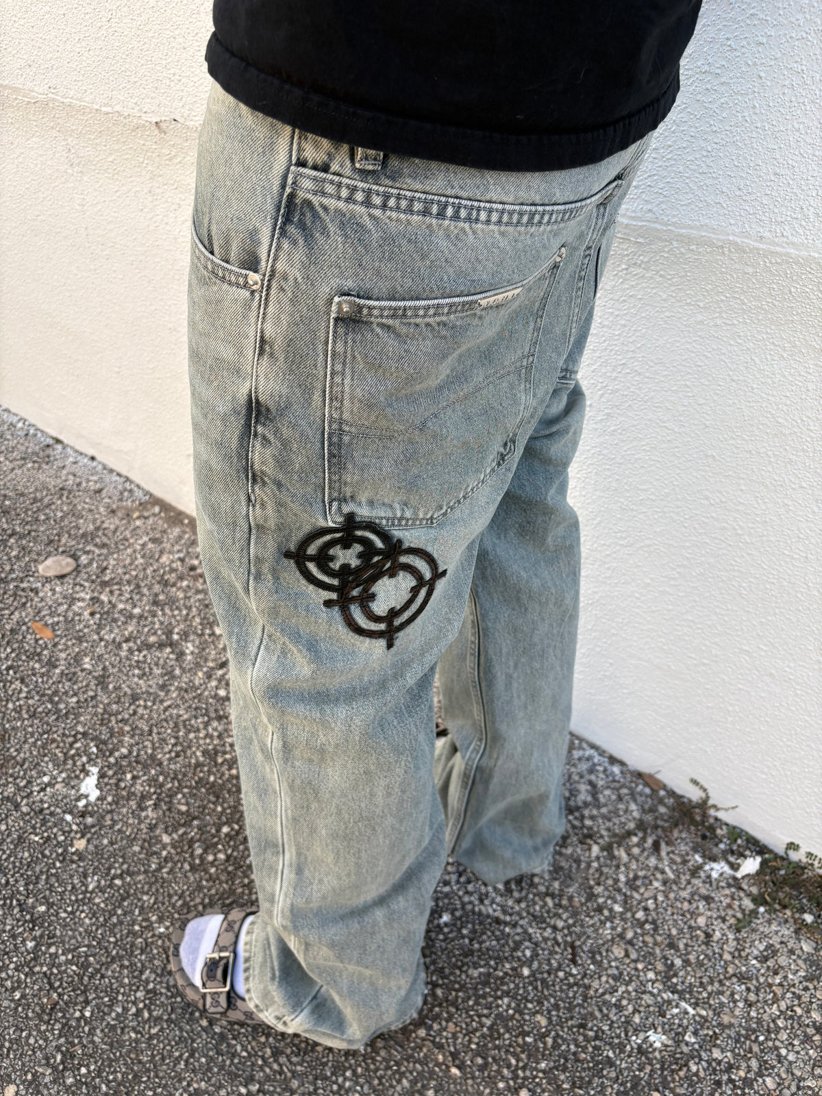 Bootcut patch denim