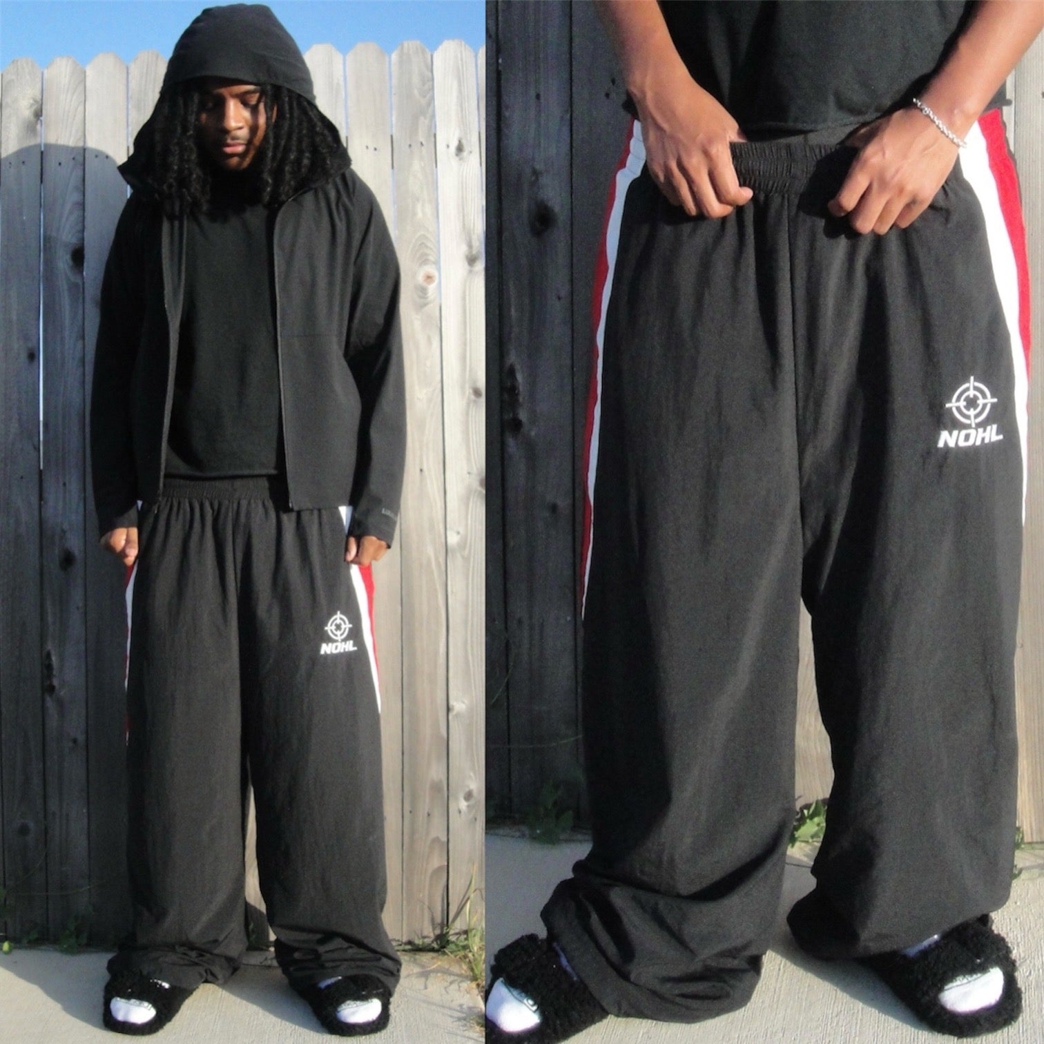 Paneled crosshair trackpants