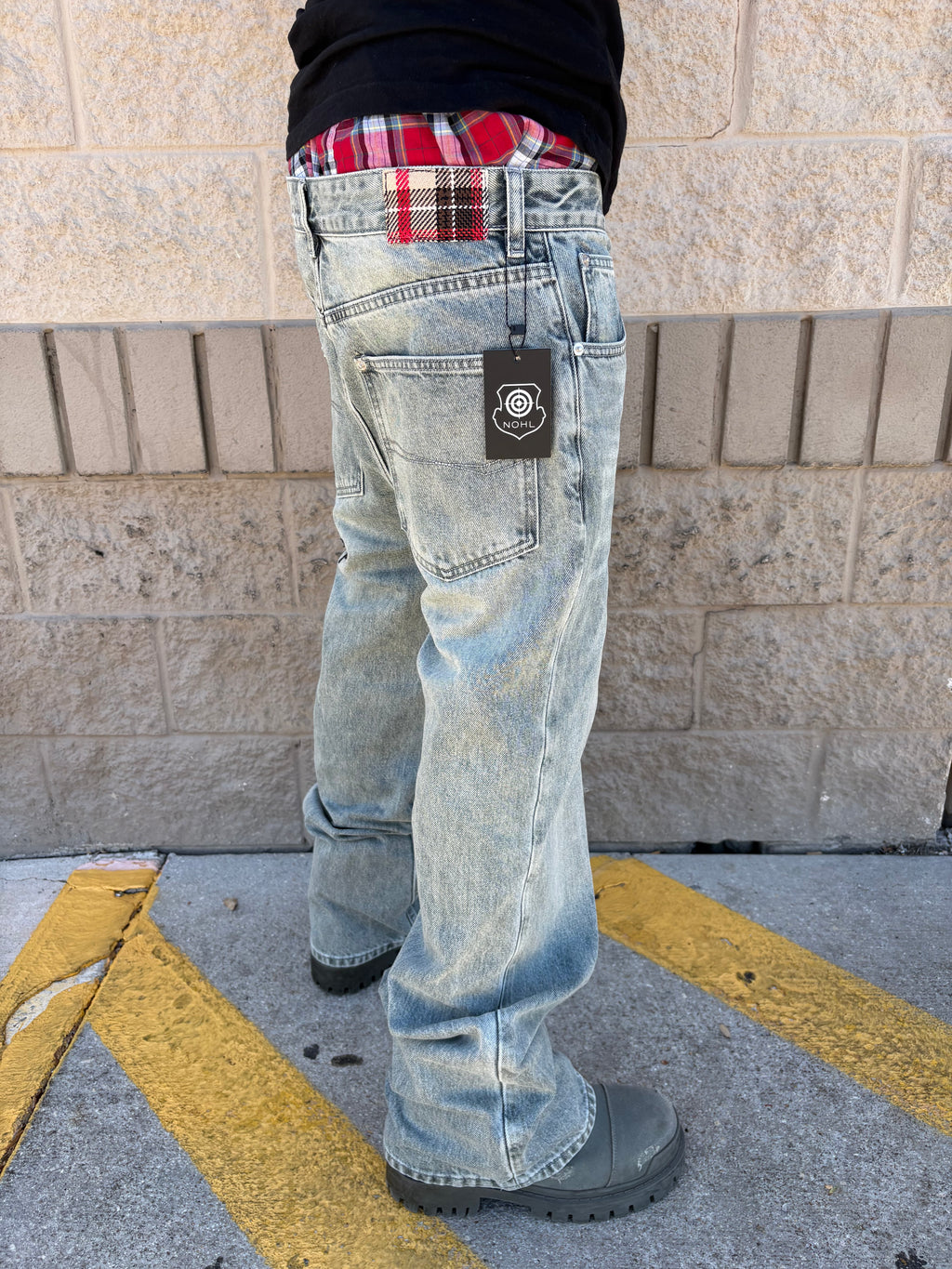Bootcut patch denim